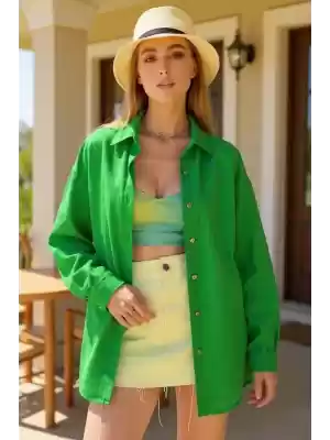 Kadın Uzun Kollu Oversize Gömlek