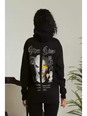 Oversize Kapüşonlu Siyah Sweatshirt
