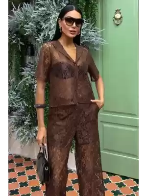 Pantolonu Astarlı Dantel İkili Takım 10119