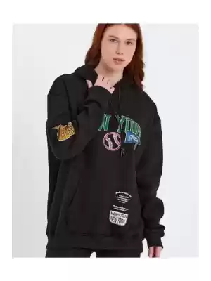 Siyah Baskılı Kapüşonlu Sweatshirt