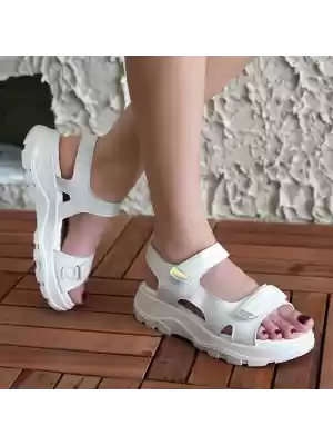 Trita Bej Cilt Cırt Cırtlı Sandalet