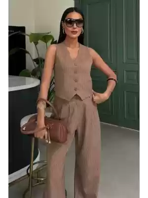 Yelek Ve Pantolon Çizgili Double Takım 10017