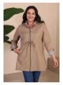 Kadin Kisa Tesettur Trenckot Buyuk Beden Fermuarlı Trenc