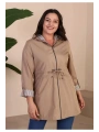 Kadin Kisa Tesettur Trenckot Buyuk Beden Fermuarlı Trenc