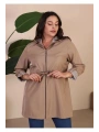 Kadin Kisa Tesettur Trenckot Buyuk Beden Fermuarlı Trenc