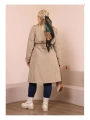 Kadın Kemerli Astarlı Uzun Trençkot