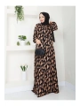 Kadın Uzun Desenli Viskon Elbise