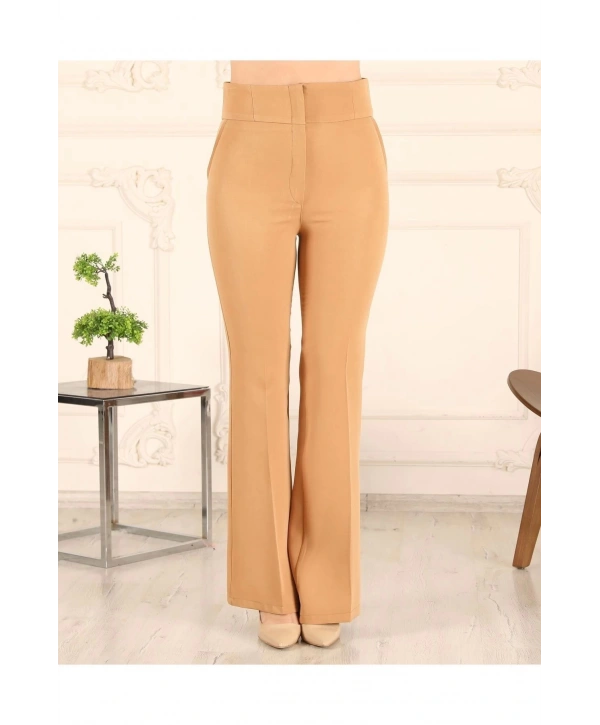 Yüksek Bel Ispanyol Kumaş Pantolon