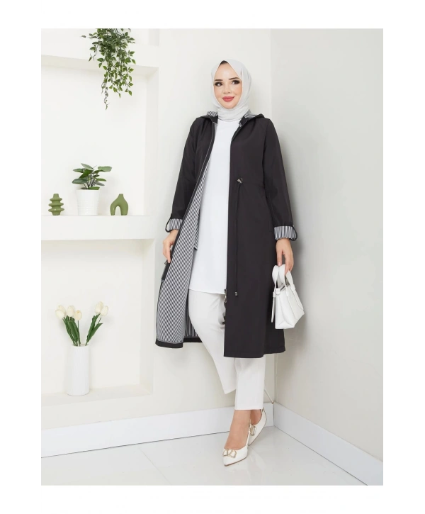 Kadın Uzun Giy Çık trençkot tesettür