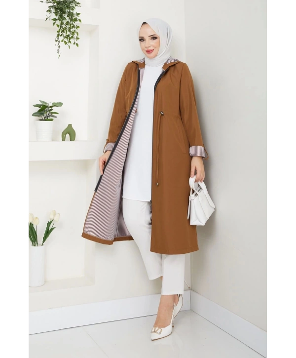 Kadın Uzun Giy Çık Trençkot Tesettür