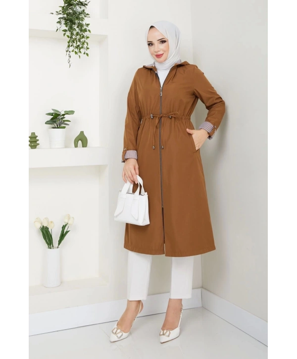 Kadın Uzun Giy Çık Trençkot Tesettür