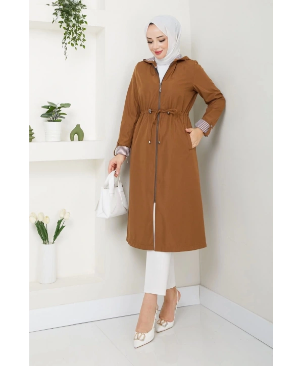 Kadın Uzun Giy Çık Trençkot Tesettür