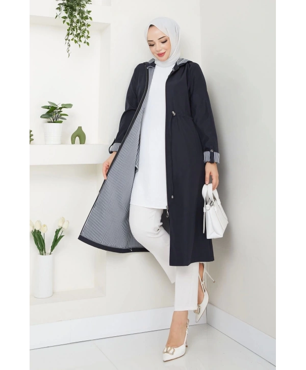 Kadın Uzun Giy Çık Trençkot Tesettür