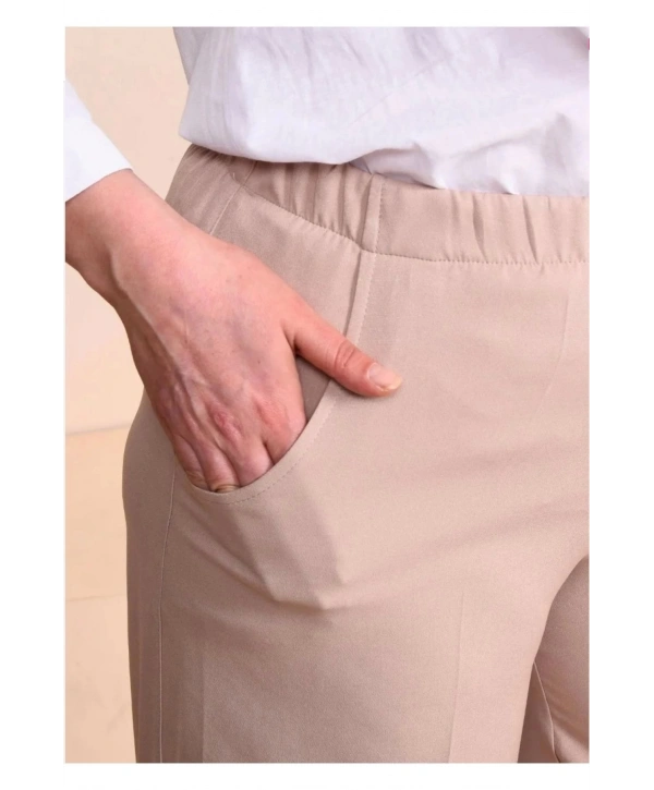 Lastikli Kumas Pantolon Kadin Bol Paca