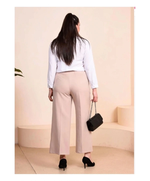 Lastikli Kumas Pantolon Kadin Bol Paca