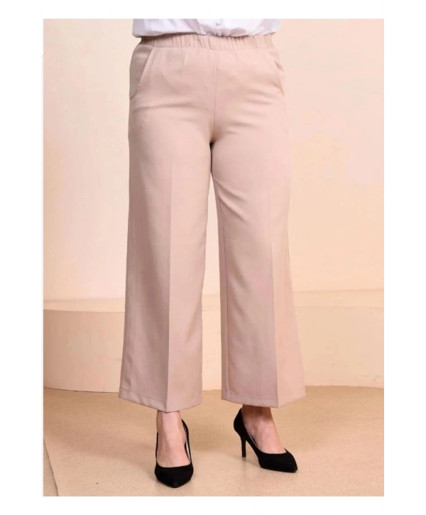 Lastikli Kumas Pantolon Kadin Bol Paca