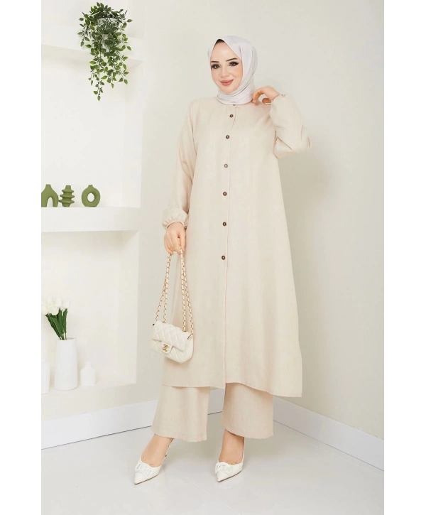 Kadın Büyük Beden Uzun İkili Tesettür Tunik Takım