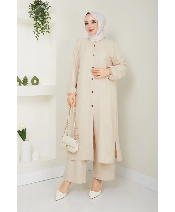 Kadın Büyük Beden Uzun İkili Tesettür Tunik Takım