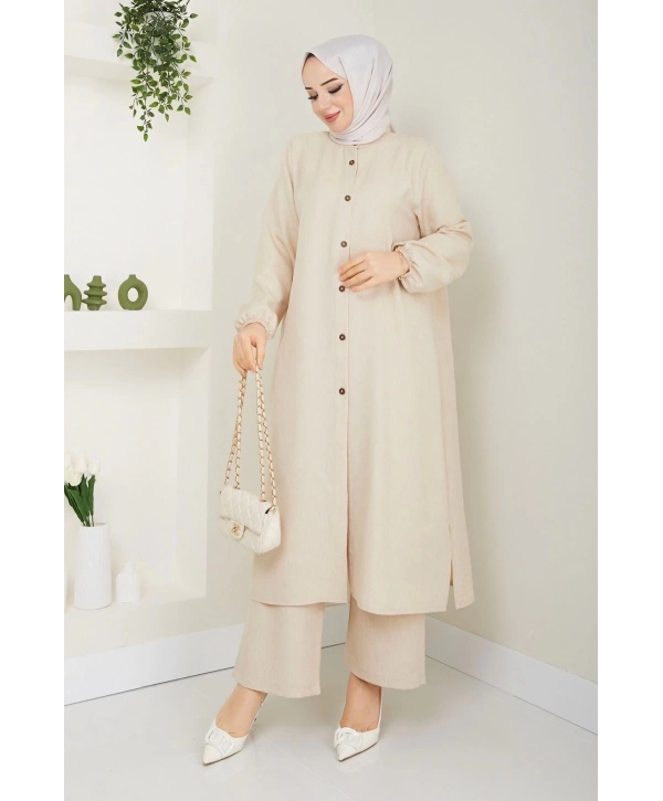 Kadın Büyük Beden Uzun İkili Tesettür Tunik Takım