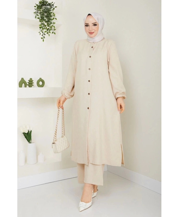 Kadın Büyük Beden Uzun İkili Tesettür Tunik Takım