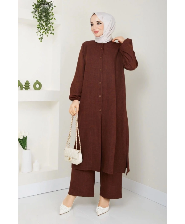 Kadın Büyük Beden Uzun İkili Tesettür Tunik Takım