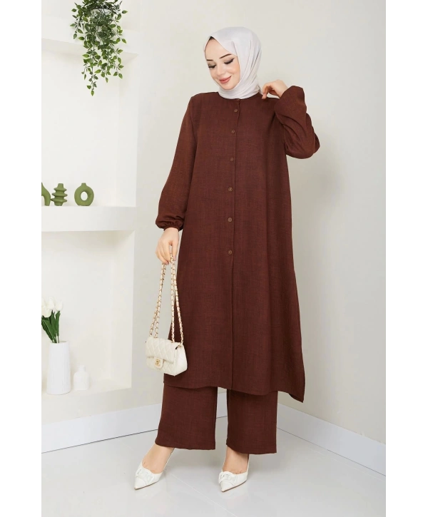 Kadın Büyük Beden Uzun İkili Tesettür Tunik Takım