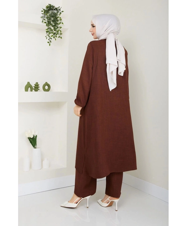 Kadın Büyük Beden Uzun İkili Tesettür Tunik Takım