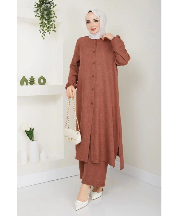 Uzun İkili Tesettür Tunik Takım