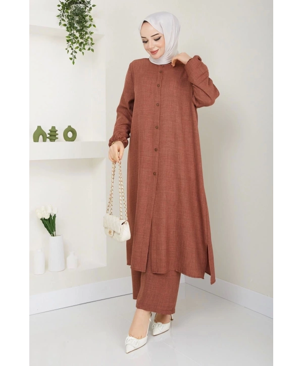 Uzun İkili Tesettür Tunik Takım
