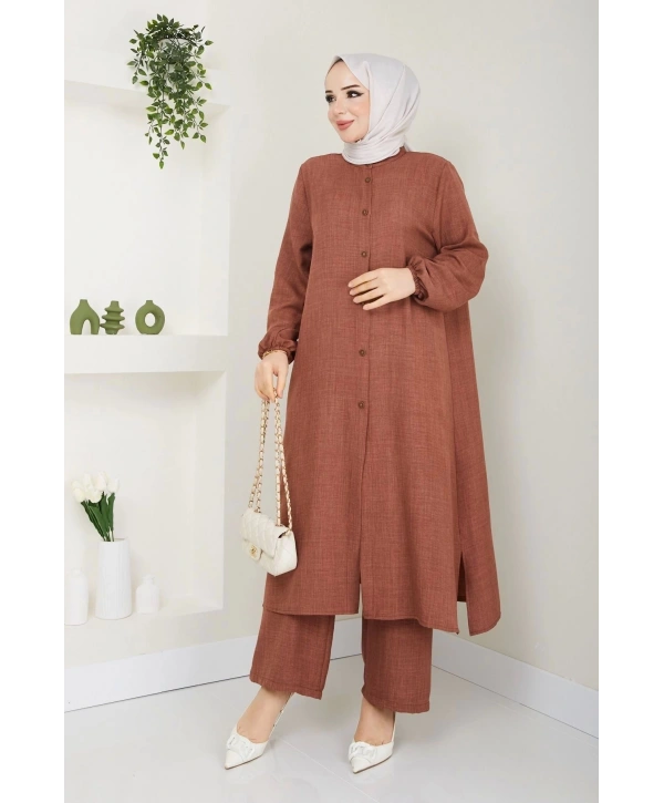 Uzun İkili Tesettür Tunik Takım