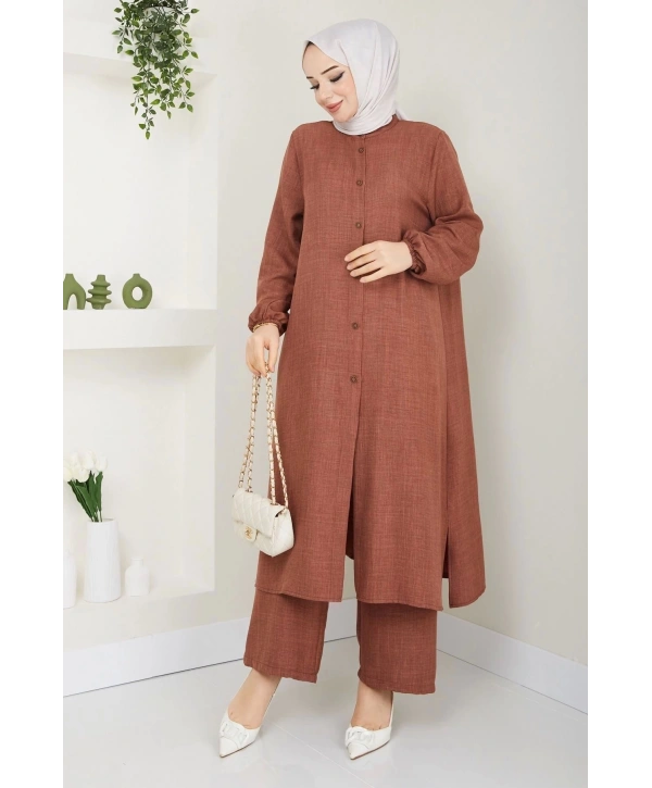 Uzun İkili Tesettür Tunik Takım