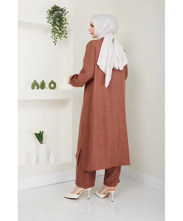 Uzun İkili Tesettür Tunik Takım