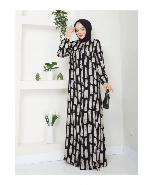 Kadın Düğmeli Viskon Elbise