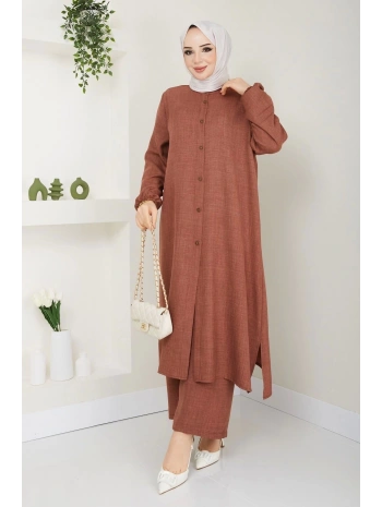 Uzun İkili Tesettür Tunik Takım