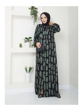 Kadın Düğmeli Viskon Elbise