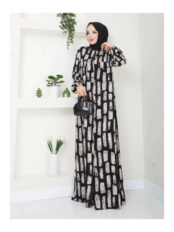 Kadın Düğmeli Viskon Elbise