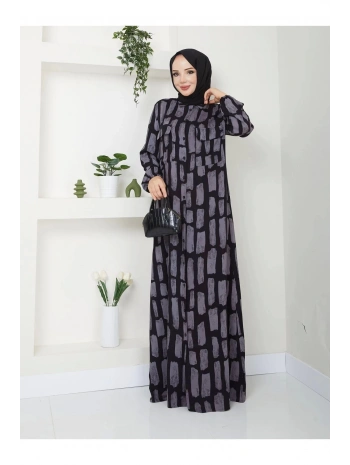 Kadın Düğmeli Viskon Elbise