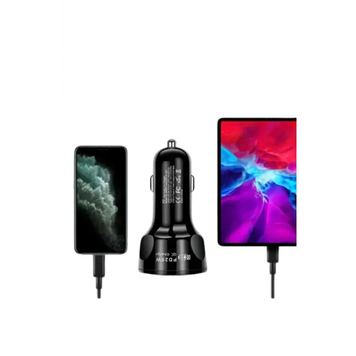 Polygold PG-88 55W Hızlı Araç Şarj Cihazı -Çift Çıkışlı Type-C ve USB