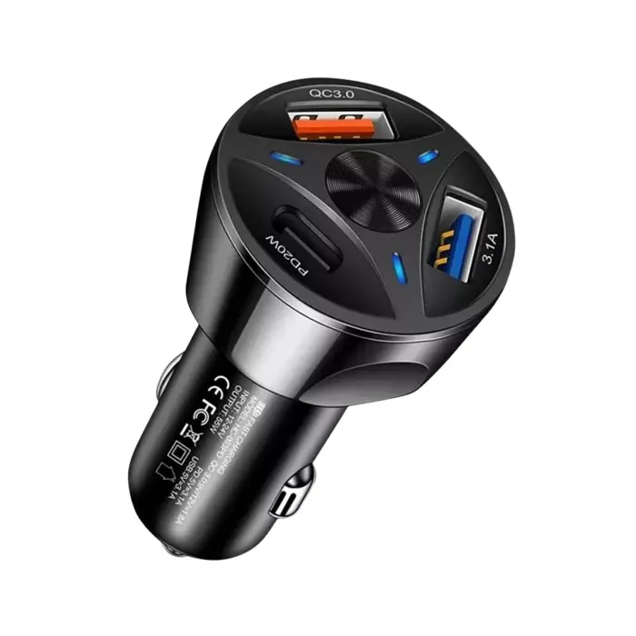 Polygold PG-88 55W Hızlı Araç Şarj Cihazı -Çift Çıkışlı Type-C ve USB