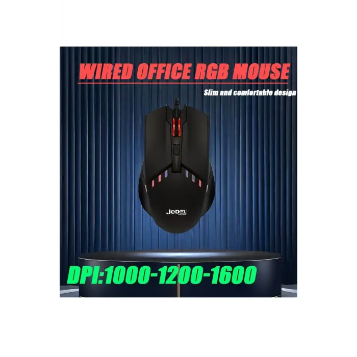 Jedel M82 USB Optik Kablolu Mouse - Renkli Led Işıklı