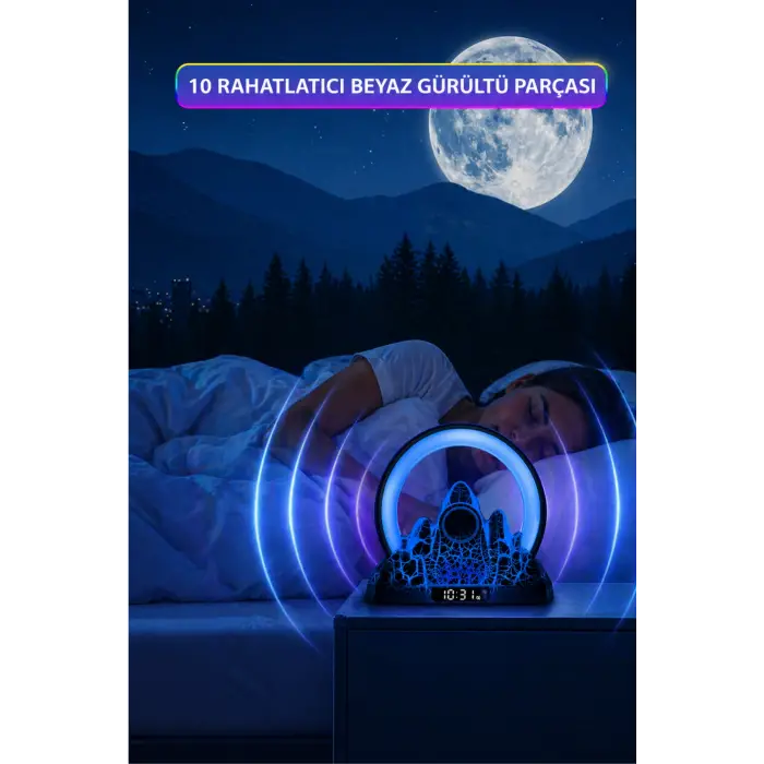 JRL NL20 Akıllı Volkanik Lambası - Bluetooth Hoparlör, Uygulama Kontrollü RGB Gece Lambası ve Çalar Saat