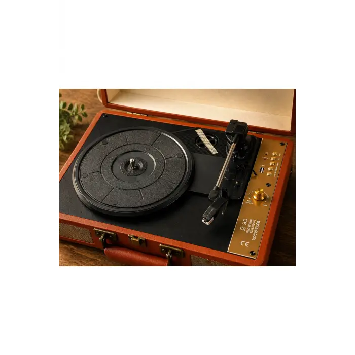 Glr 201 Nostaljik Çanta Pikap - Bluetooth  Şarjlı, USB Kayıt Özellikli, 3 Vitesli Plak Çalar