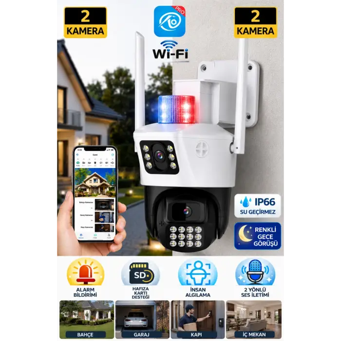 Okam Pro Okam-6015 Beyaz 6 Mp 3.5 İnç Dual Lens Wifi Ptz Kamera