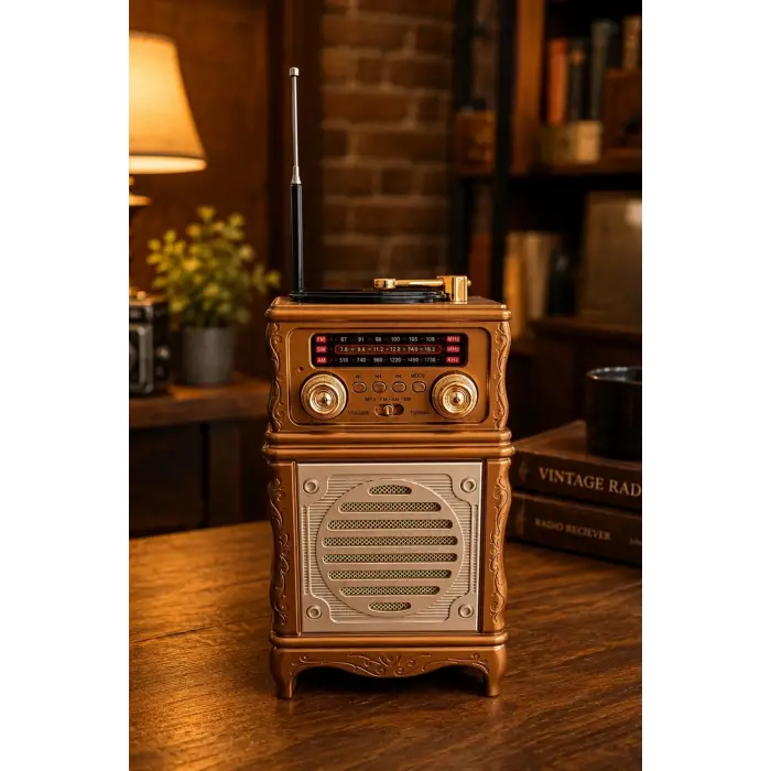 Feexot FX-2502B Retro Nostaljik Radyo - Bluetooth Hoparlör, USB, TF Kart, AUX Girişli Şarjlı Radyo
