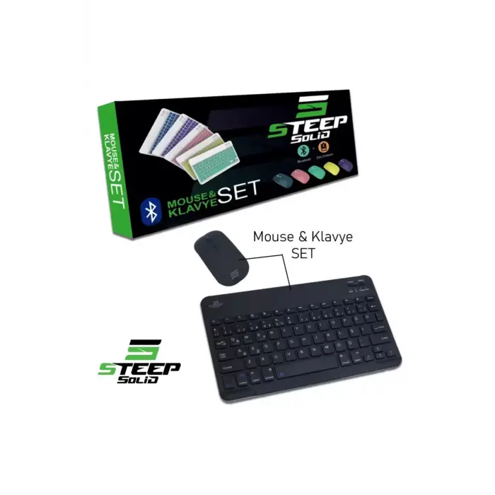 Steep Solid Magic Siyah Şarjlı Bluetooth Klavye Mouse Set