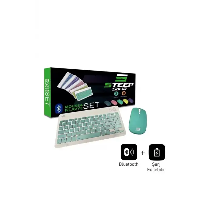 Steep Solid Magic Yeşil Şarjlı Bluetooth Klavye Mouse Set