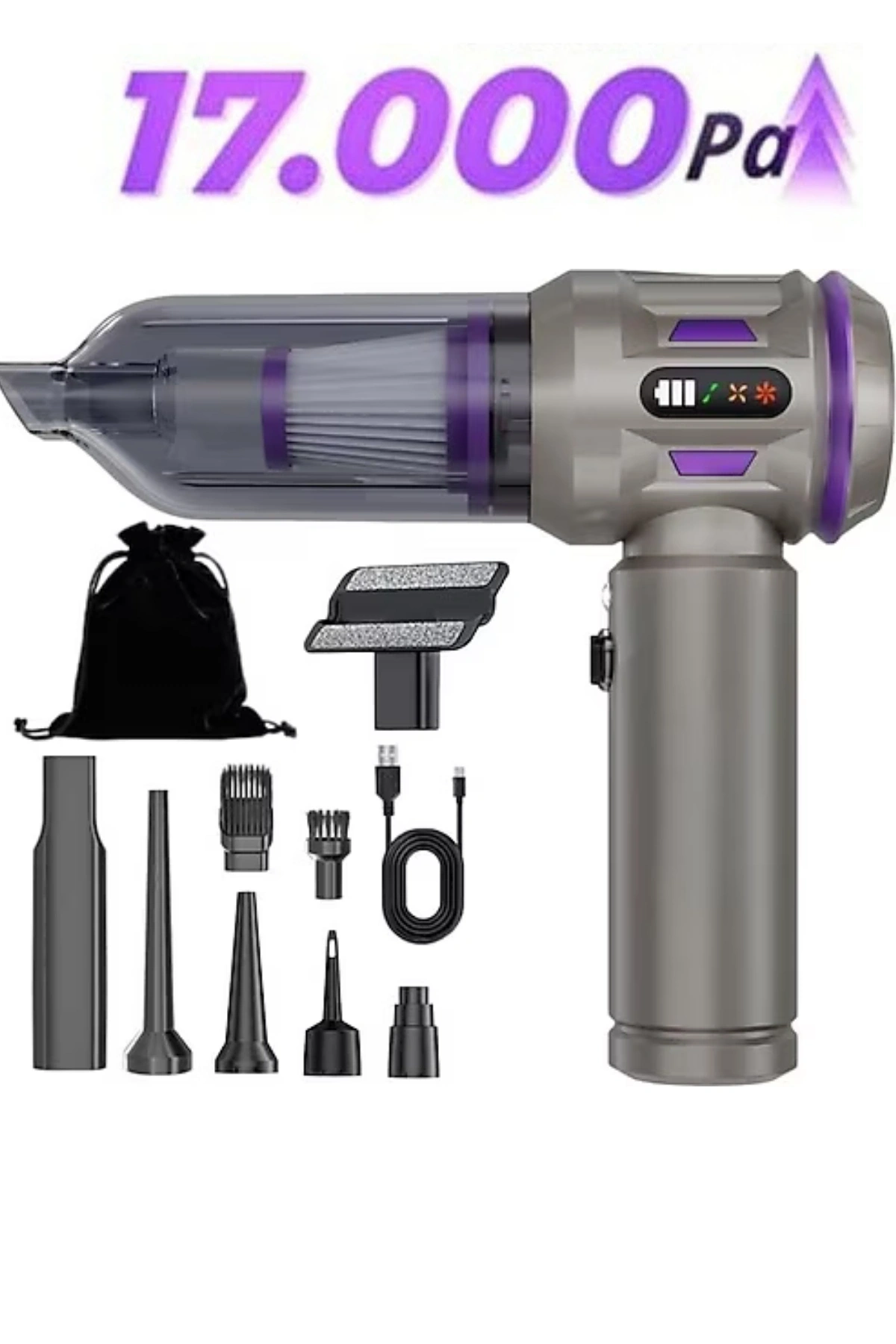 Auhma AHV-20 Kablosuz Araç El Süpürgesi & Toz Üfleme Makinesi - 17000 PA Güçlü Vakum