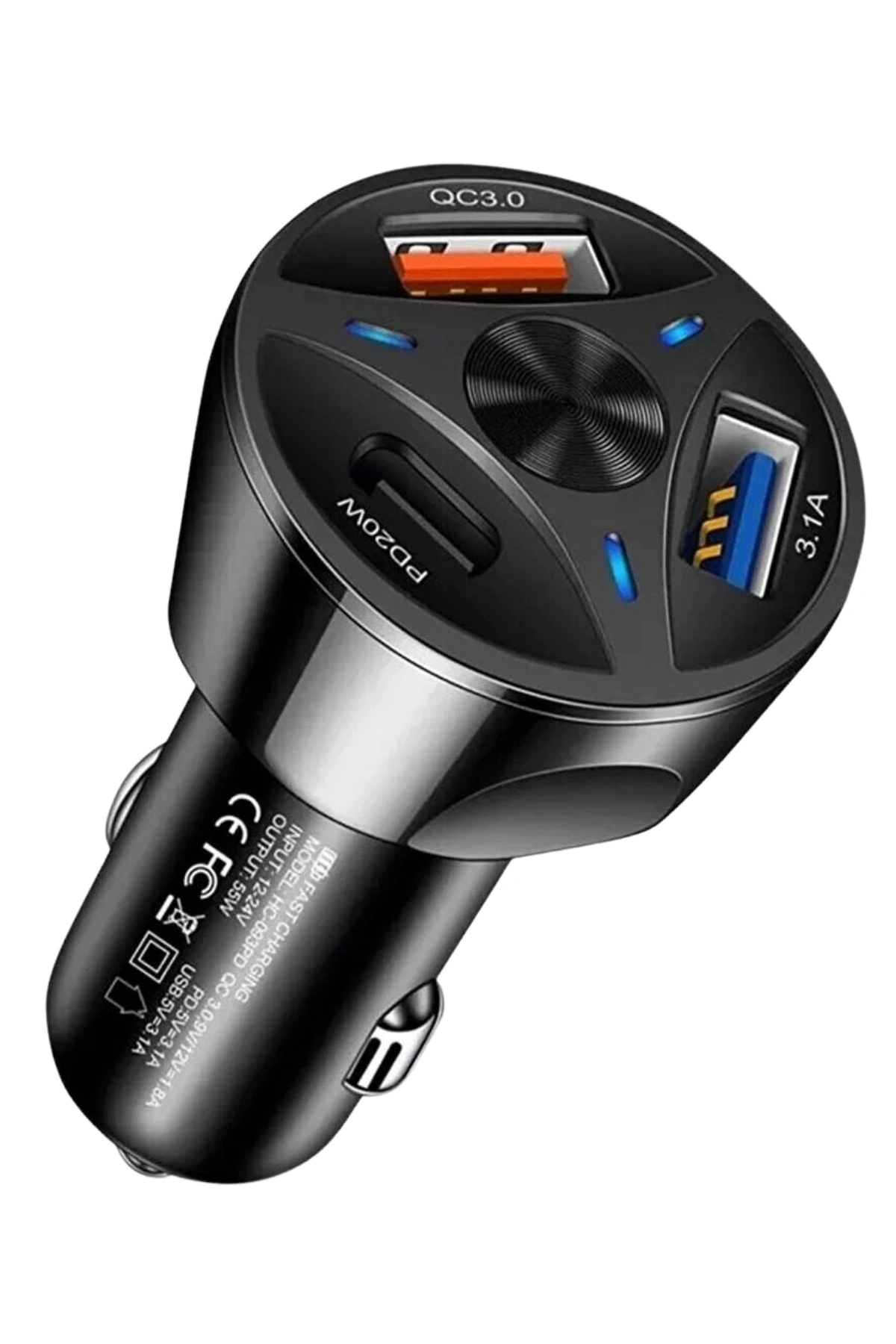 Polygold PG-88 55W Hızlı Araç Şarj Cihazı -Çift Çıkışlı Type-C ve USB