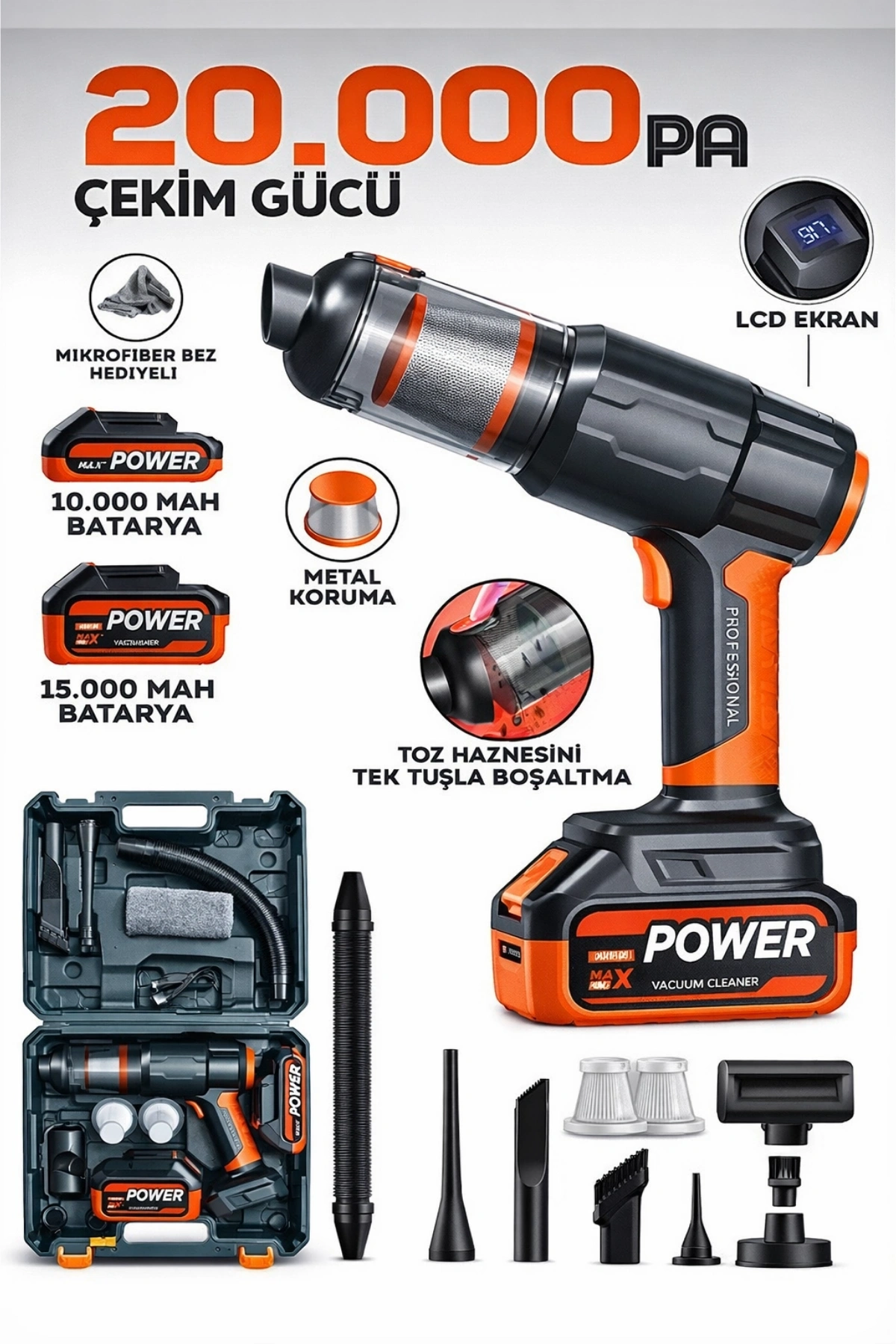 Auhma Ahv-21 20.000Pa Şarjlı Araç Süpürgesi ve Toz Üfleme Makinesi