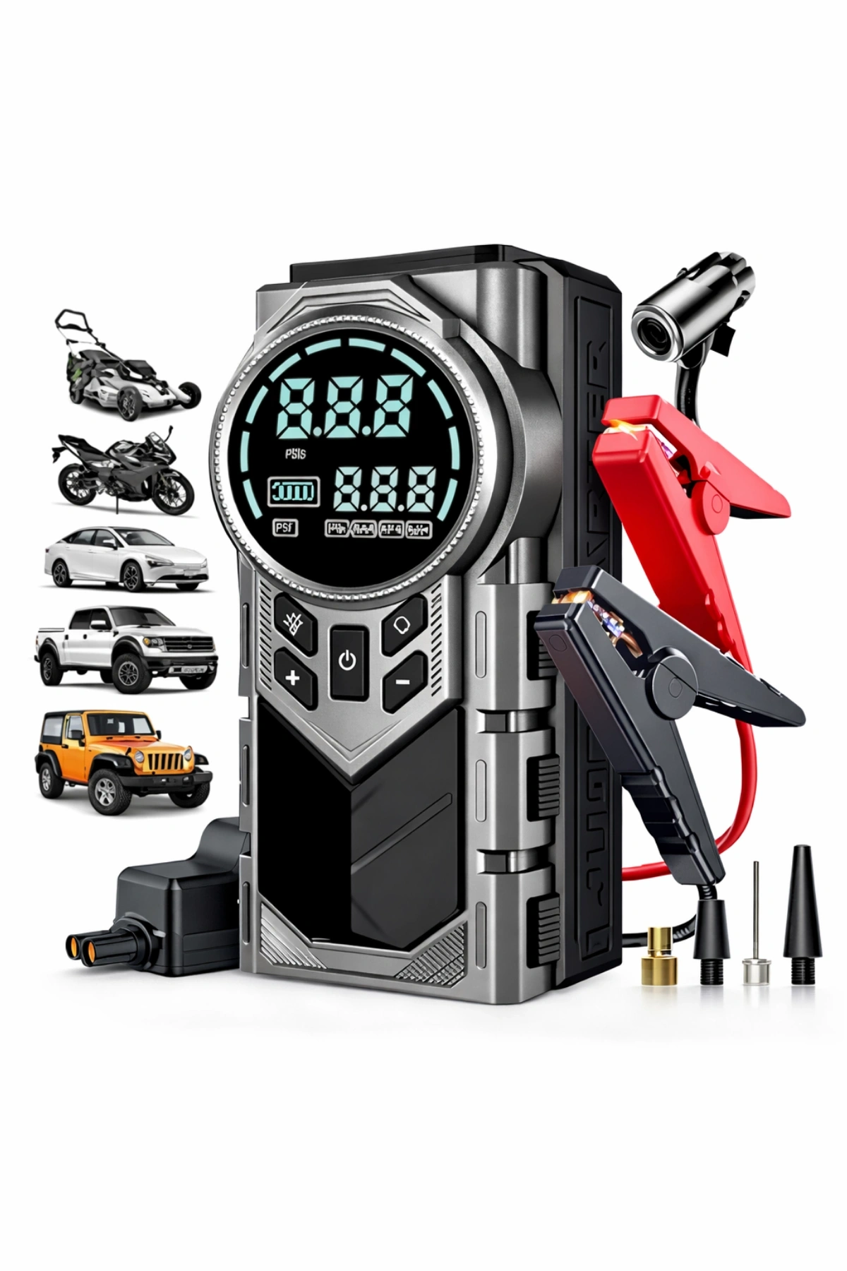 Auhma A7722 Taşınabilir Akü Takviye Cihazı 150 PSI Dijital Hava Kompresörü 8000 mAh